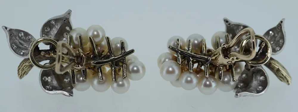 14K Articulated Grape Pearl & Diamond Earrings - image 12