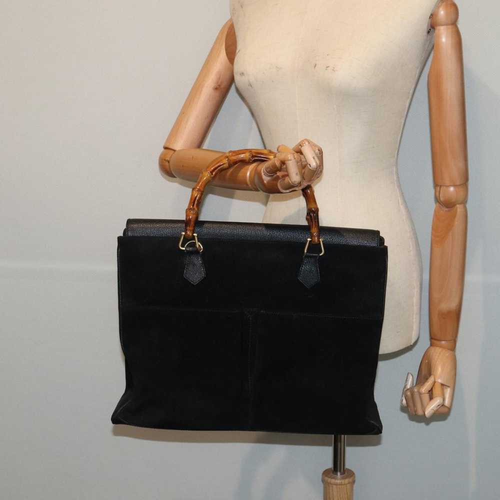 Gucci Bamboo Black Suede Handbag (Pre-Owned) - image 7