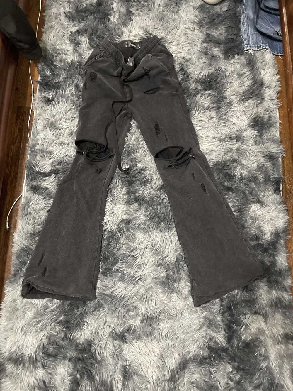 Streetwear Distressed Flared Long Sweatpants - image 1