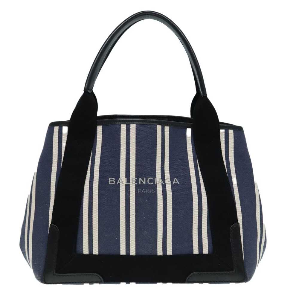 Balenciaga Navy Cabas Blue Canvas Handbag (Pre-Ow… - image 1