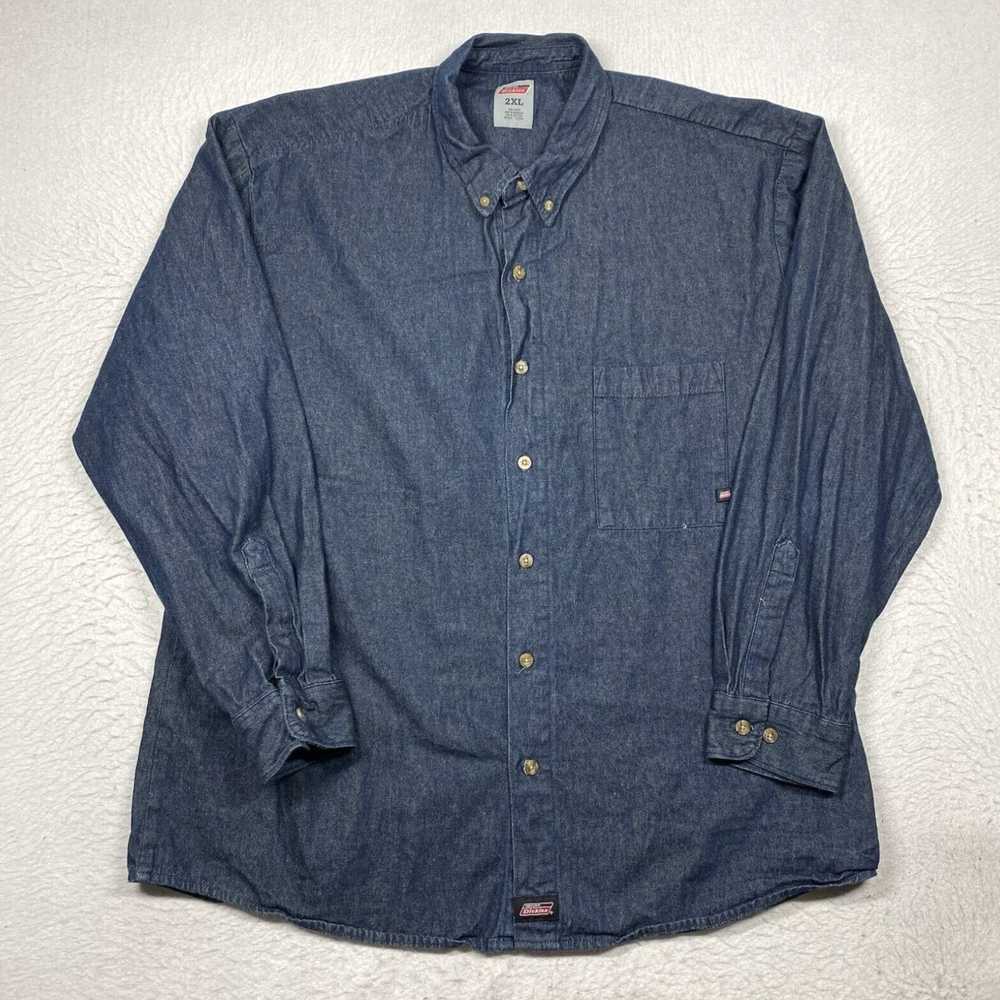 Dickies Dickies Denim Shirt Mens 2XL XXL Blue But… - image 1