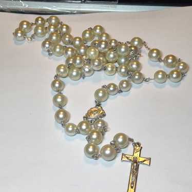 Vintage Beautiful silver and Pearl long beaded vi… - image 1