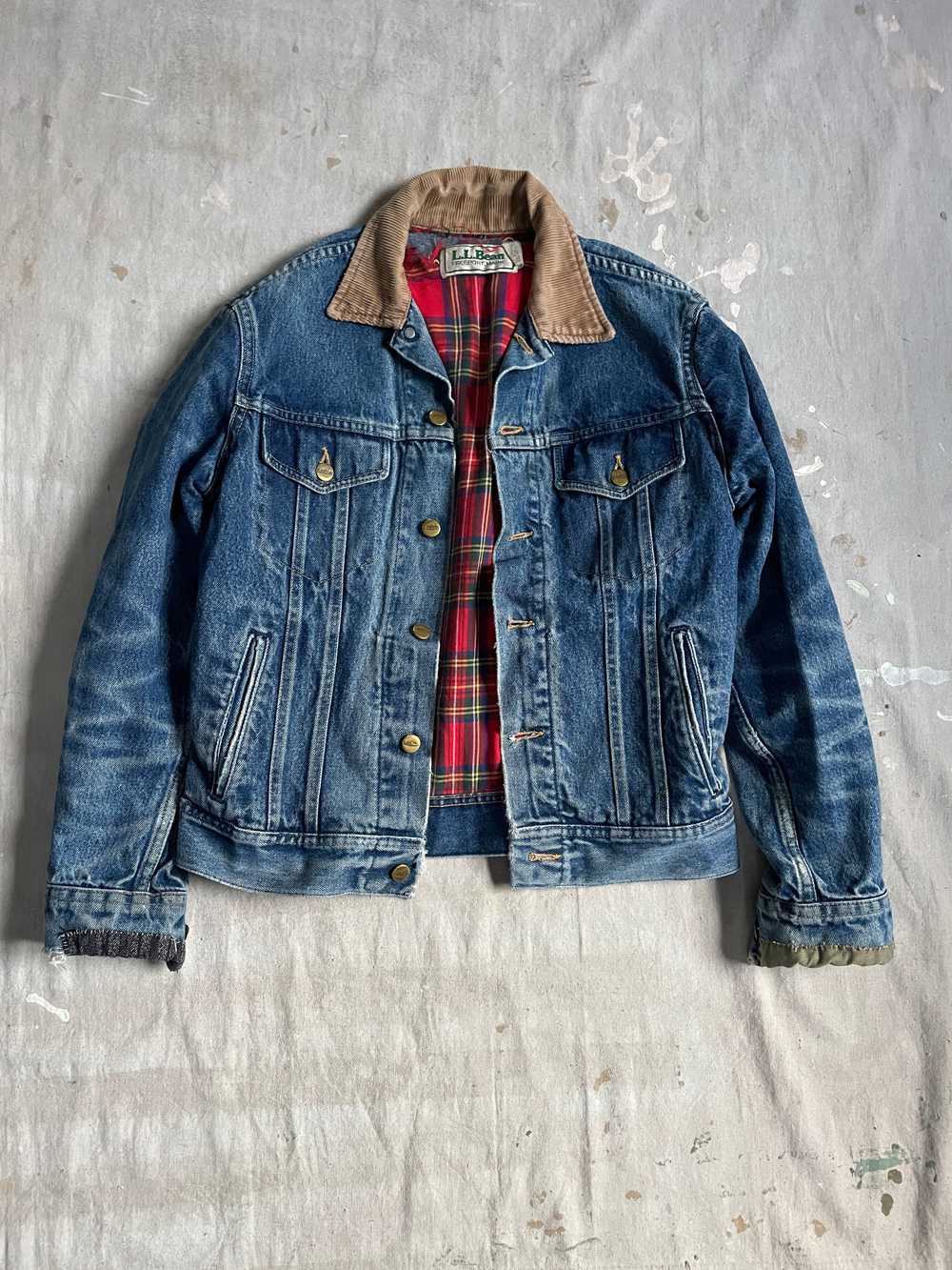 80s LL Bean Flannel Lined Jean Jacket - image 4