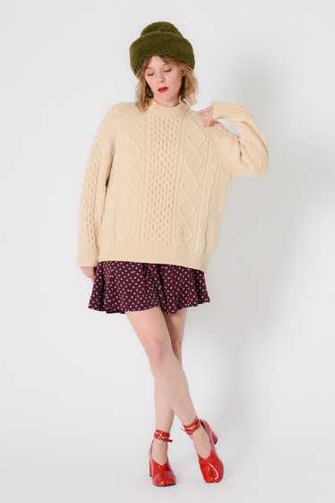 Creamy Irish Wool Cableknit Sweater