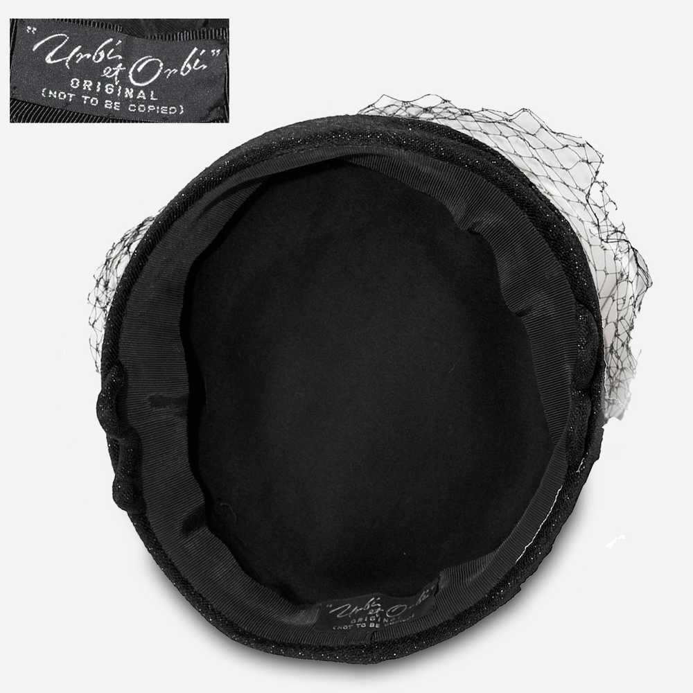 Rare Urbi et Orbi Hat | 1950s Black Pillbox - image 7