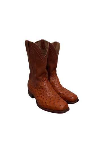 Tecovas Full quill ostrich, pecan, square toed