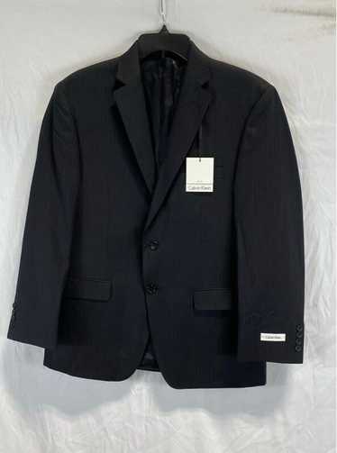 NWT Calvin Klein Mens Black Pinstripe Wool Single-