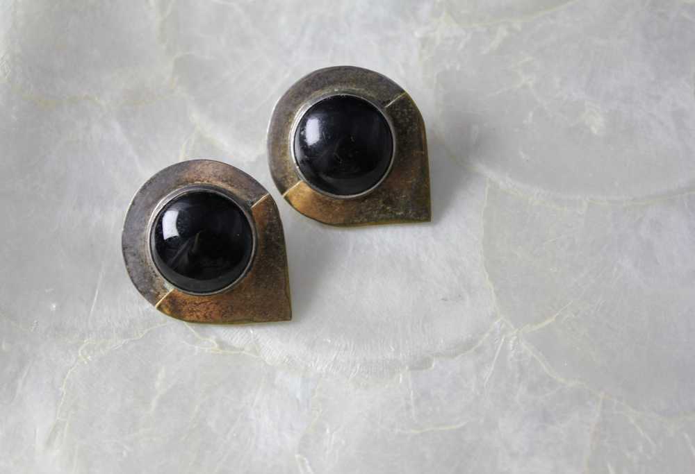 Vintage Sterling Upside Down Teardrop Pierced Ear… - image 1