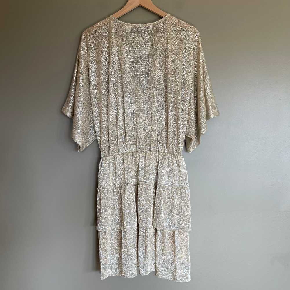 IRO Wide Dress Gold Silver Metallic Sz 6 Blouson … - image 12