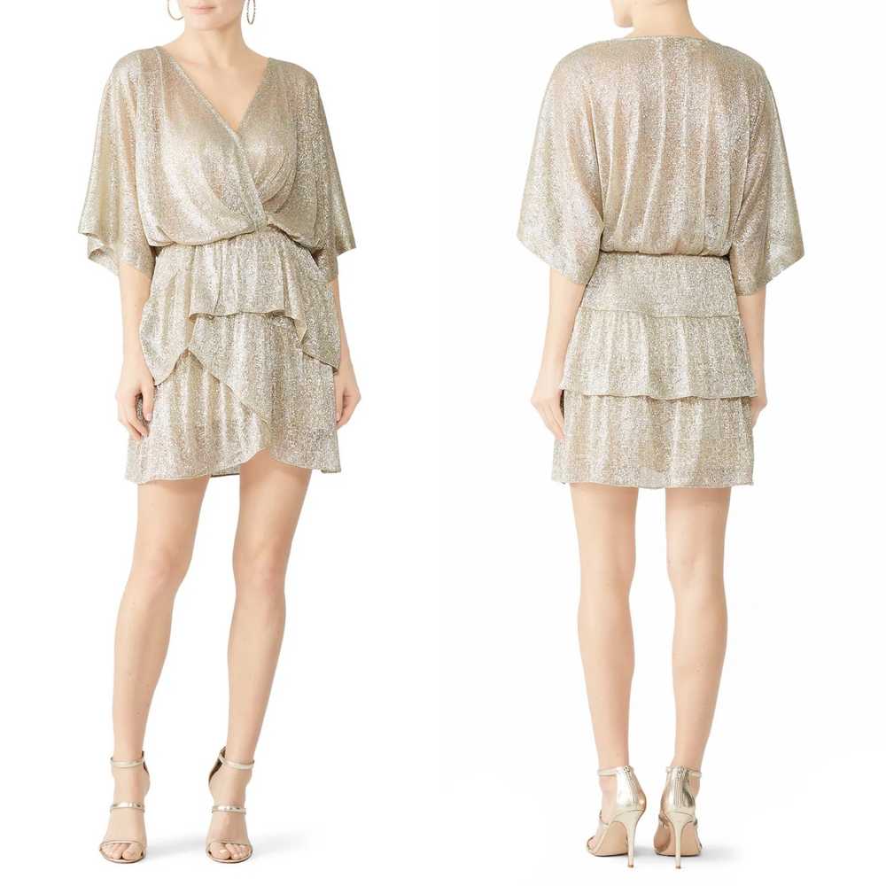 IRO Wide Dress Gold Silver Metallic Sz 6 Blouson … - image 4