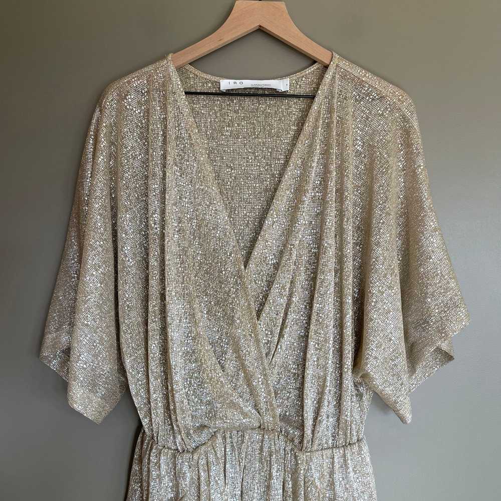 IRO Wide Dress Gold Silver Metallic Sz 6 Blouson … - image 6