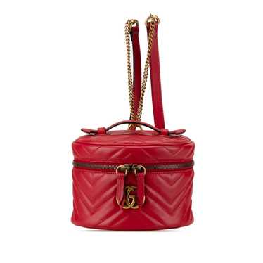 Red Gucci GG Marmont Round Leather Backpack