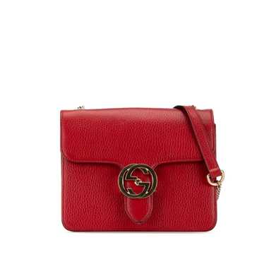 Red Gucci Small Dollar Calfskin Interlocking G Cro