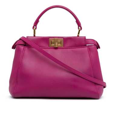 Pink Fendi Mini Leather Iconic Peekaboo Satchel - image 1