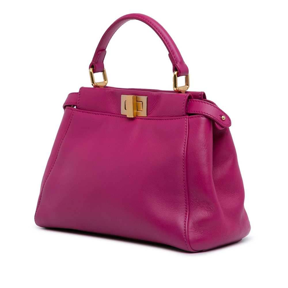 Pink Fendi Mini Leather Iconic Peekaboo Satchel - image 2