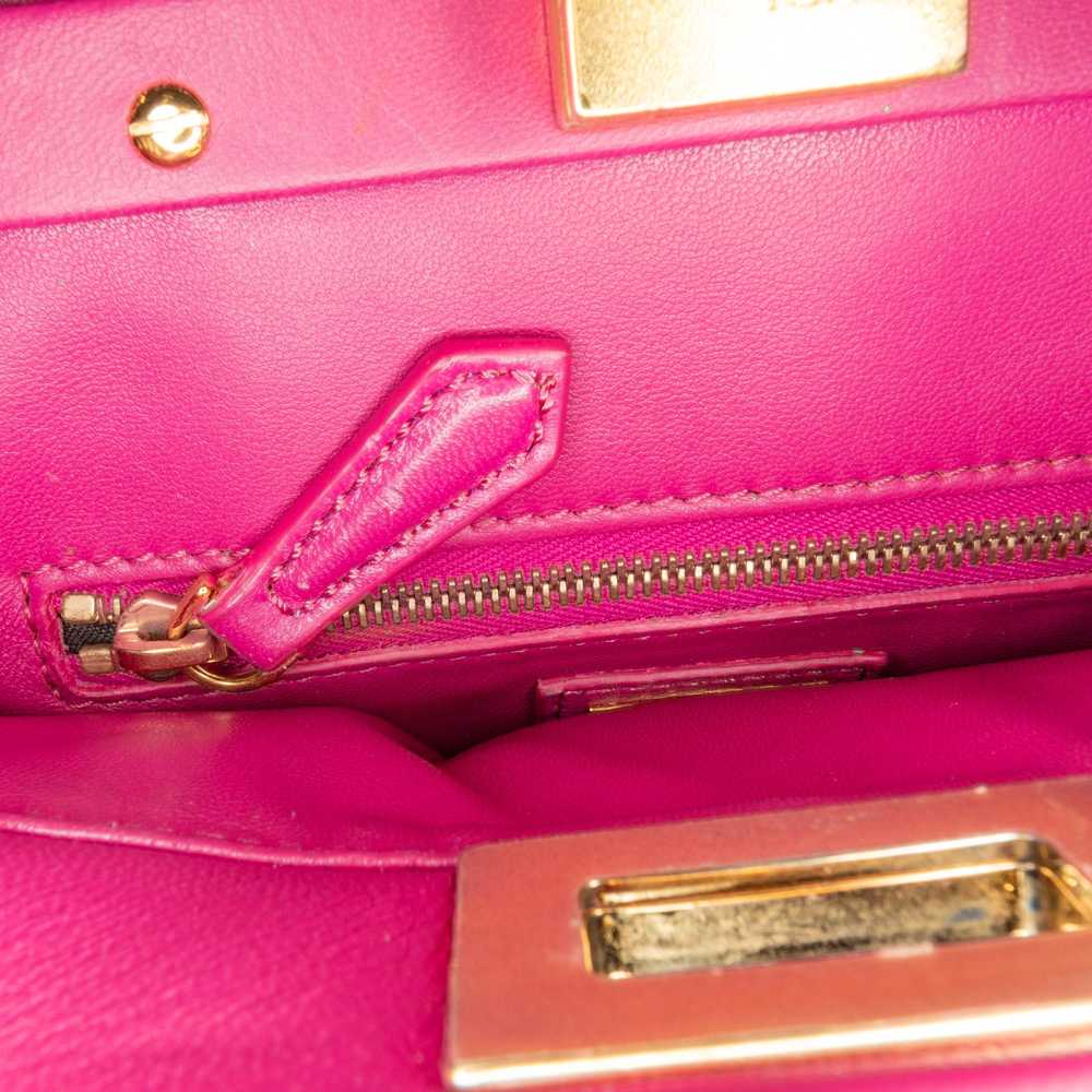 Pink Fendi Mini Leather Iconic Peekaboo Satchel - image 6