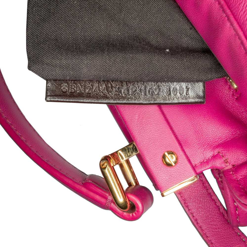 Pink Fendi Mini Leather Iconic Peekaboo Satchel - image 7