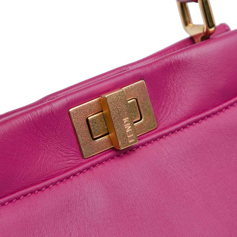 Pink Fendi Mini Leather Iconic Peekaboo Satchel - image 8