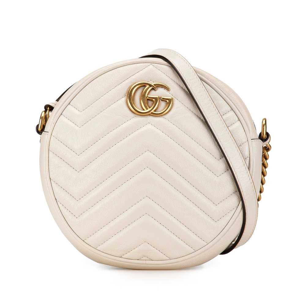 White Gucci Mini GG Marmont Round Leather Crossbo… - image 1