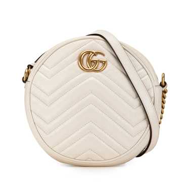 White Gucci Mini GG Marmont Round Leather Crossbod