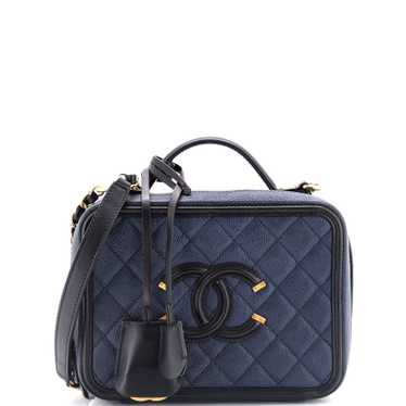 CHANEL Filigree Vanity Case Quilted Caviar Medium - image 1