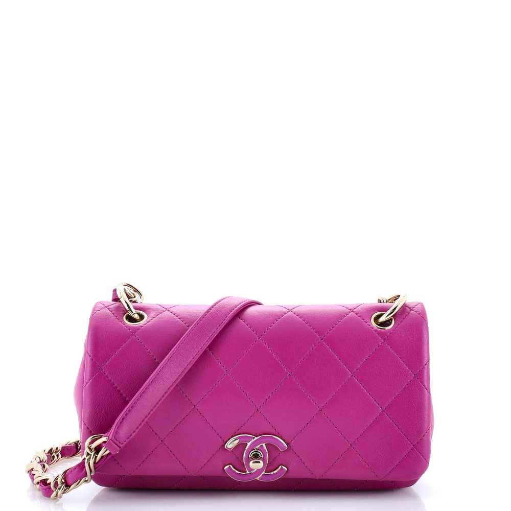 CHANEL Twist Chain Enamel CC Flap Bag Quilted Lam… - image 1