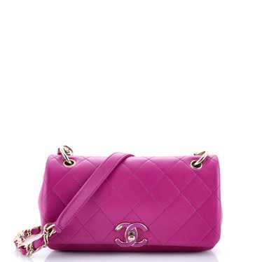 CHANEL Twist Chain Enamel CC Flap Bag Quilted Lam… - image 1