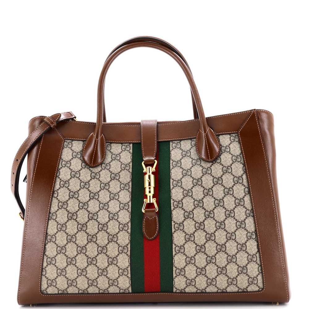 GUCCI Jackie 1961 Web Tote GG Canvas and Leather … - image 1