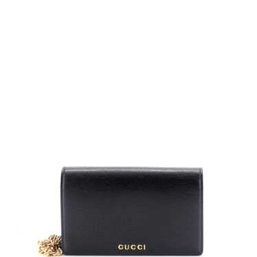 GUCCI Script Logo Chain Wallet Leather Small