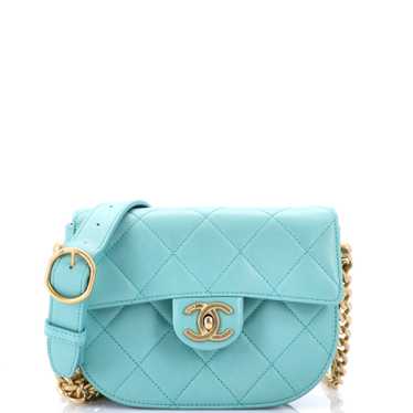 CHANEL Moon Flap Messenger Bag Quilted Calfskin Mi