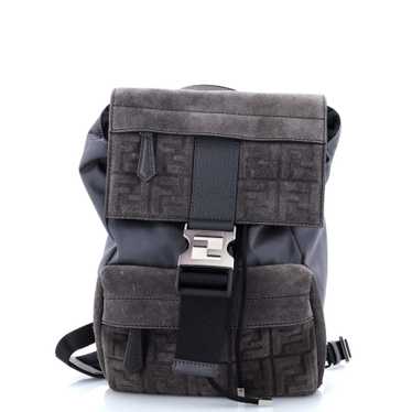 FENDI Fendiness Backpack Zucca Suede and Nylon Sma