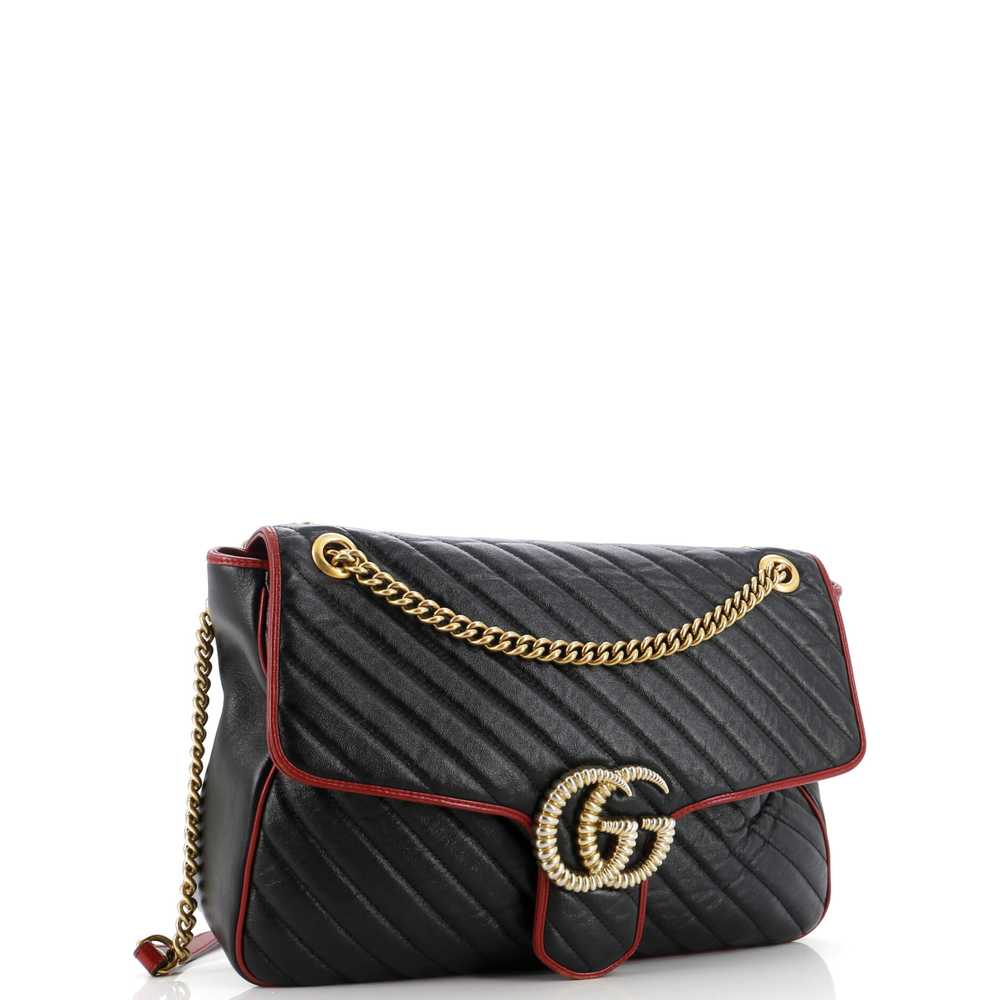 GUCCI GG Marmont Flap Bag Diagonal Quilted Leathe… - image 2