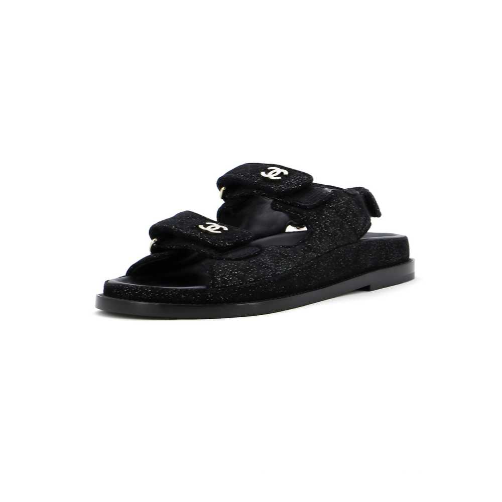 CHANEL Women's Velcro Dad Sandals Quilted Glitter… - image 1