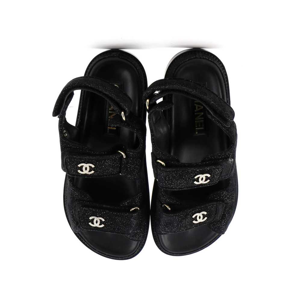 CHANEL Women's Velcro Dad Sandals Quilted Glitter… - image 2