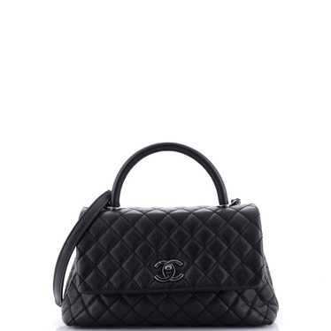 CHANEL Coco Top Handle Bag Quilted Caviar Small