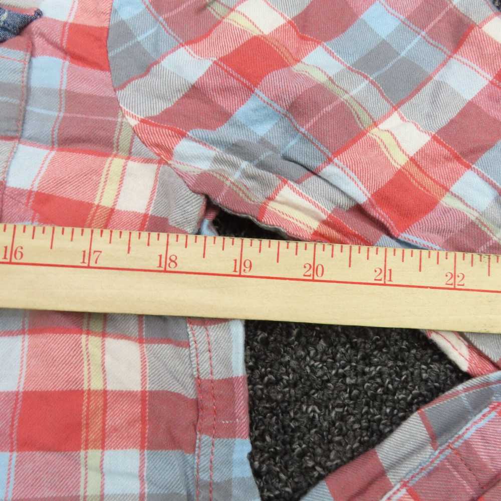 Vintage Womens Medium Red and Gray Plaid Snap But… - image 3