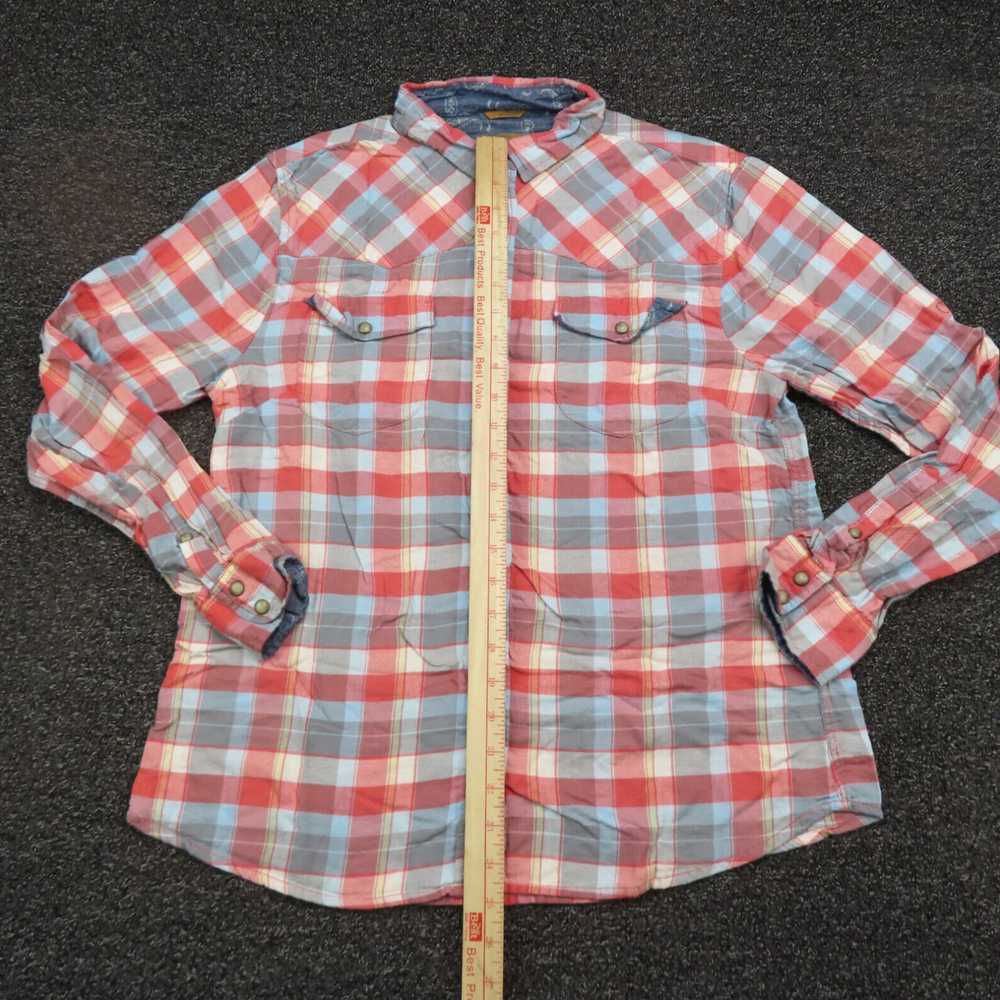 Vintage Womens Medium Red and Gray Plaid Snap But… - image 4