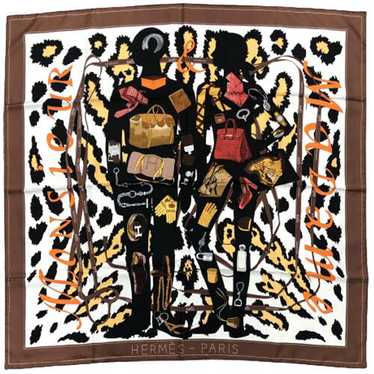 HERMES Scarf Carre 90cm Monsieur et Madame Brown … - image 1