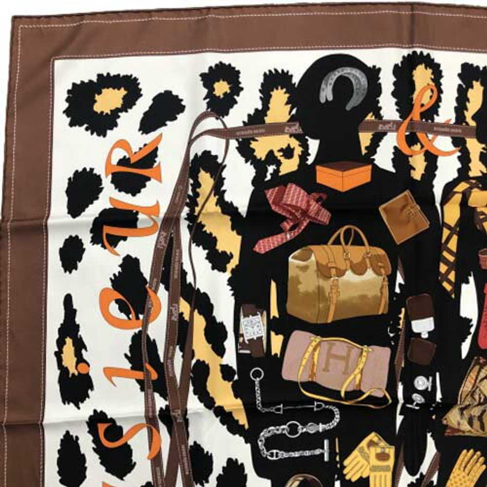 HERMES Scarf Carre 90cm Monsieur et Madame Brown … - image 2