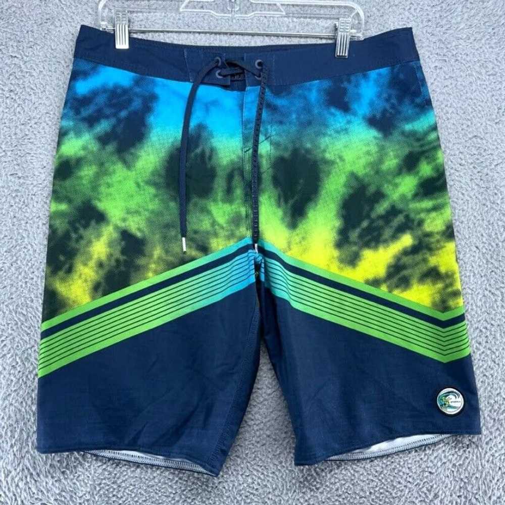 Vintage O'niell Men's Blue Green Wave Cult Surf S… - image 1