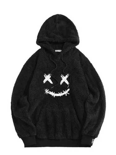 Streetwear Hoodie for Men Embroidered Graphic Fluf