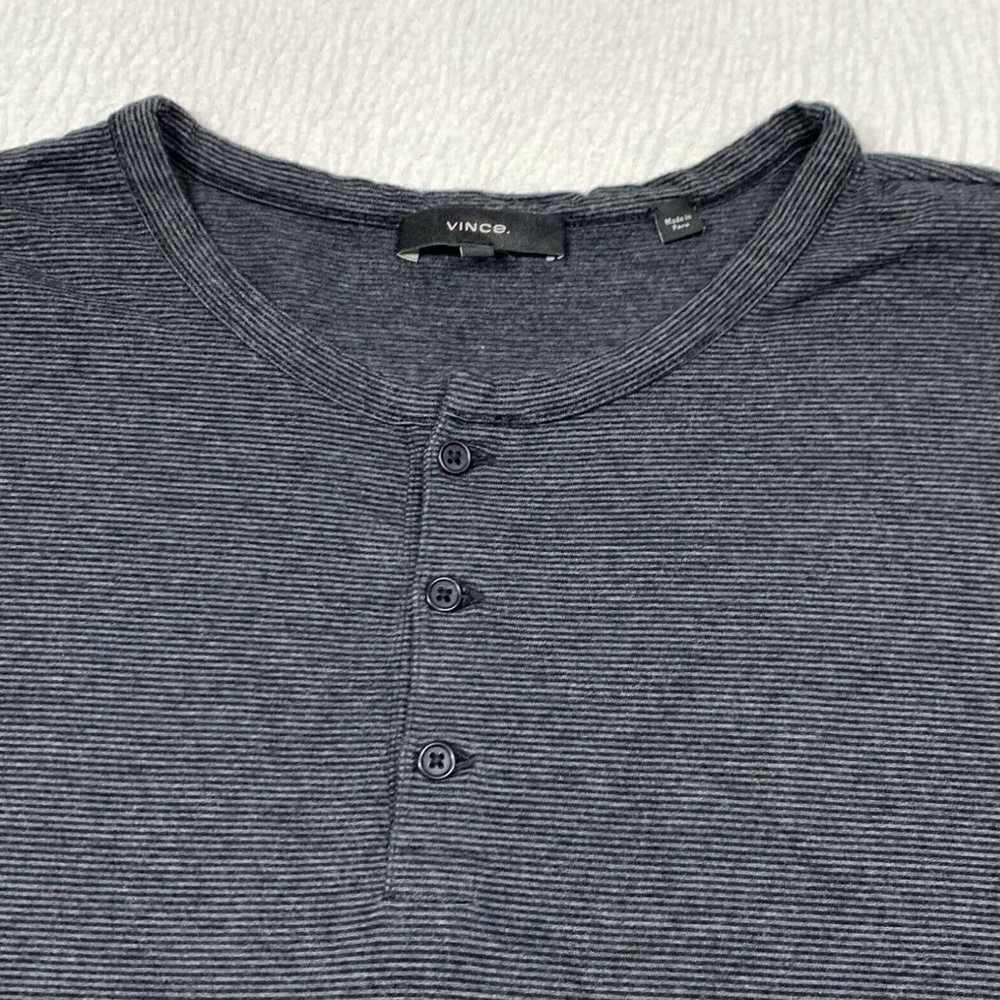 Vince Vince T Shirt Henley Mens Large Black Gray … - image 2