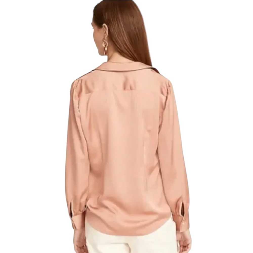 J. Crew Sz M Pink Collared Satin Back Crepe Popov… - image 2