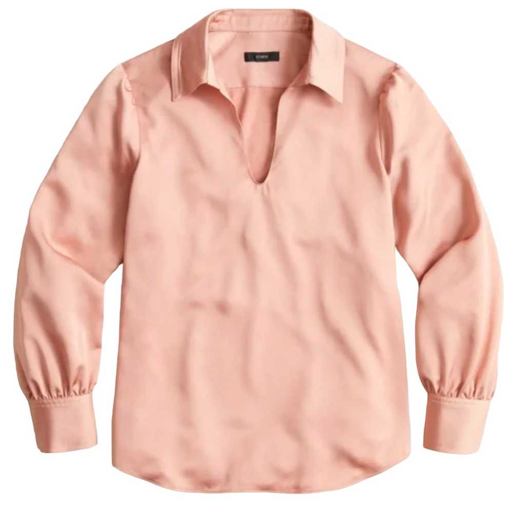 J. Crew Sz M Pink Collared Satin Back Crepe Popov… - image 3