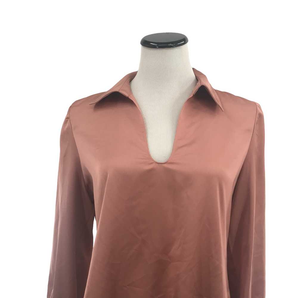 J. Crew Sz M Pink Collared Satin Back Crepe Popov… - image 5