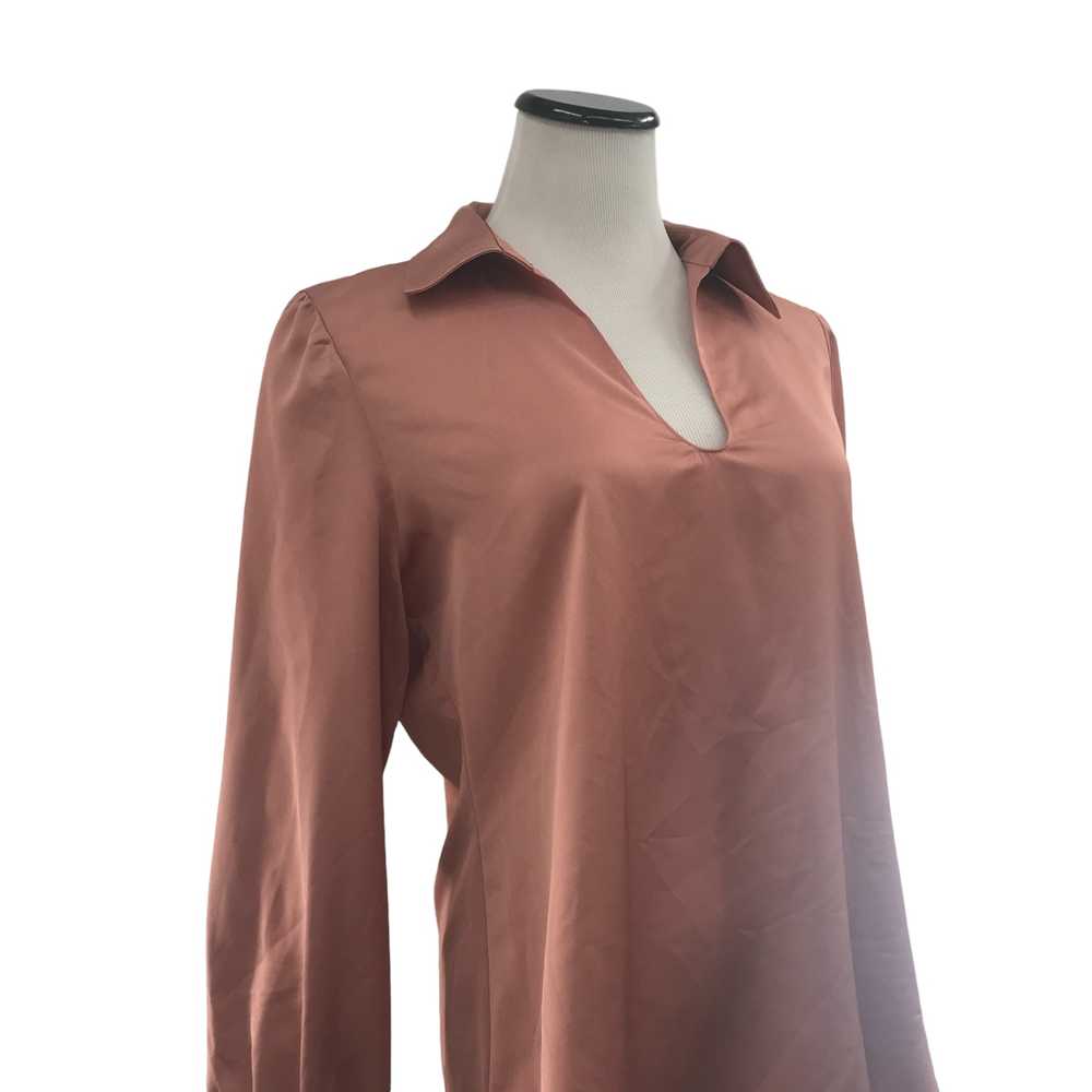 J. Crew Sz M Pink Collared Satin Back Crepe Popov… - image 6