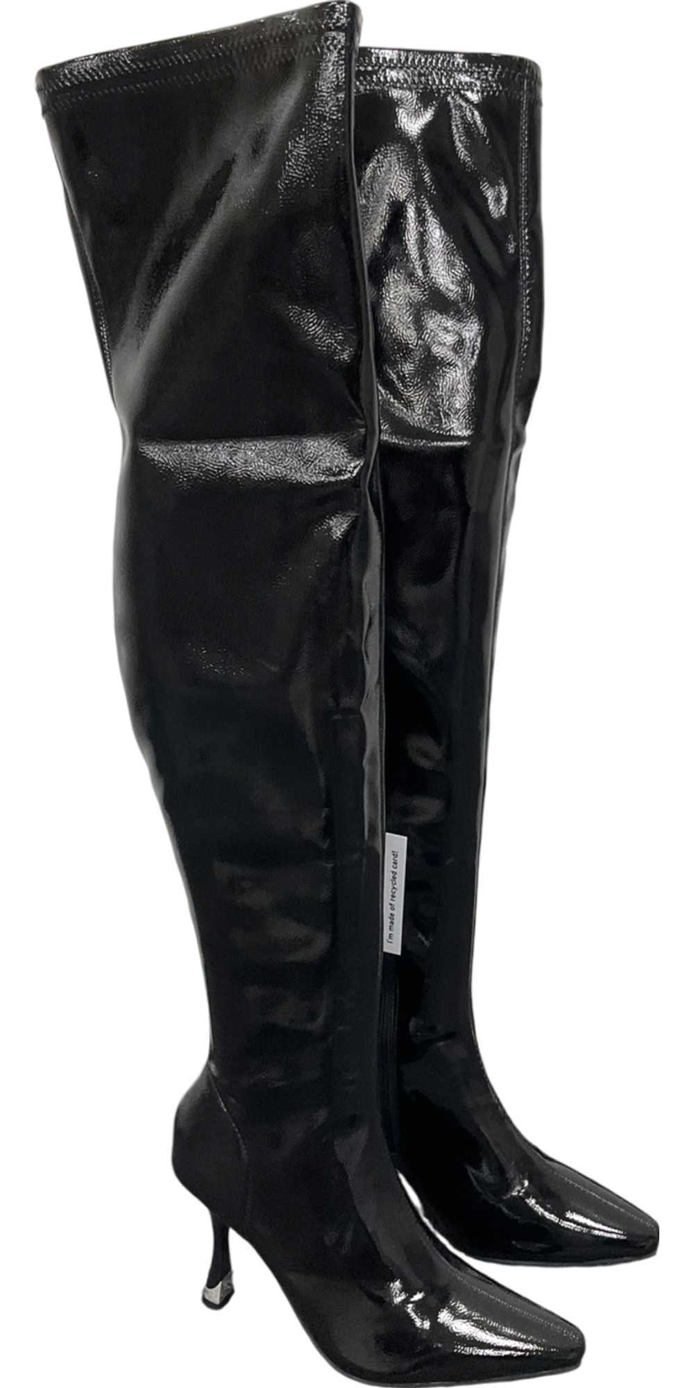 River Island Black Faux Leather Thigh High Heeled… - image 1