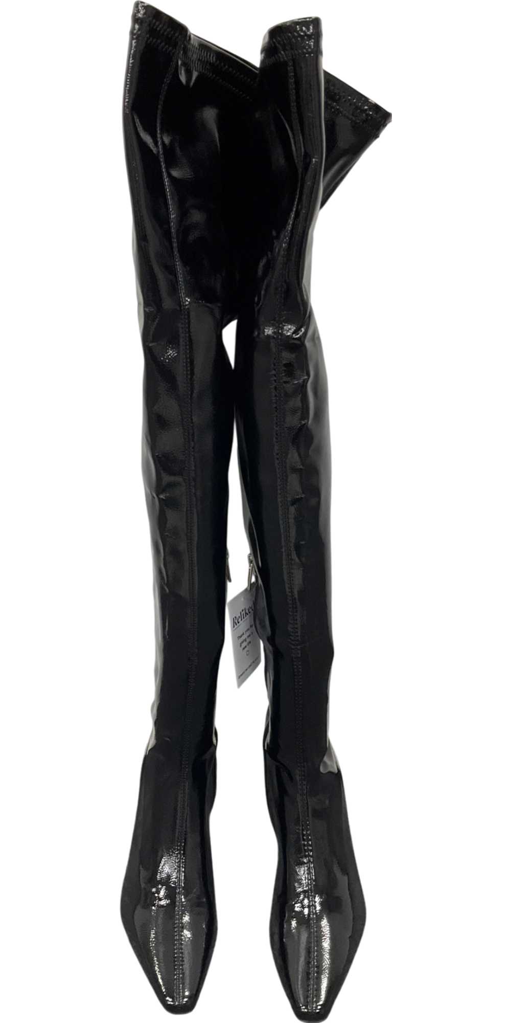 River Island Black Faux Leather Thigh High Heeled… - image 2