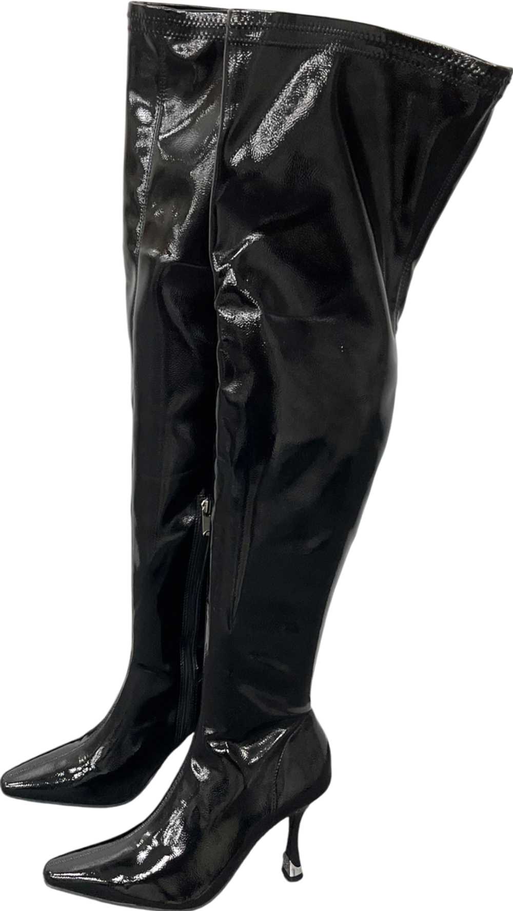 River Island Black Faux Leather Thigh High Heeled… - image 3