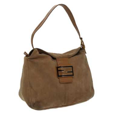 Fendi FENDI Mamma Baguette Shoulder Bag Suede Beig